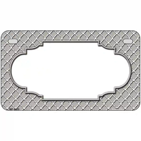 Grey White Quatrefoil Center Scallop Metal Novelty License Plate 7" x 4" (MP)