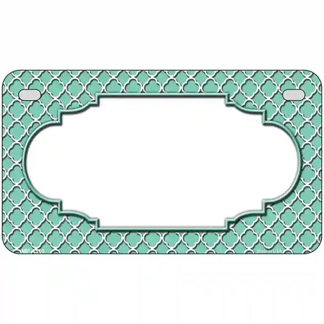 Mint White Quatrefoil Center Scallop Metal Novelty License Plate 7" x 4" (MP)