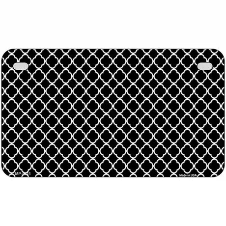 Black White Quatrefoil Metal Novelty License Plate 7" x 4" (MP)