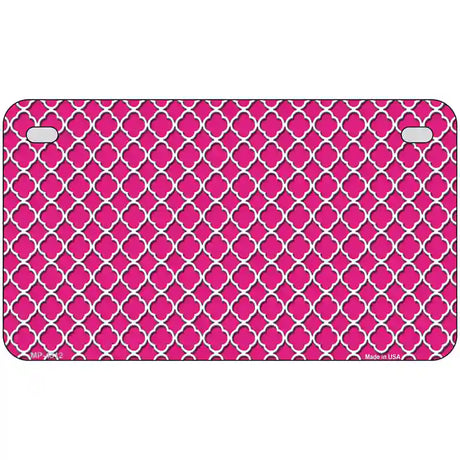 Pink White Quatrefoil Metal Novelty License Plate 7" x 4" (MP)