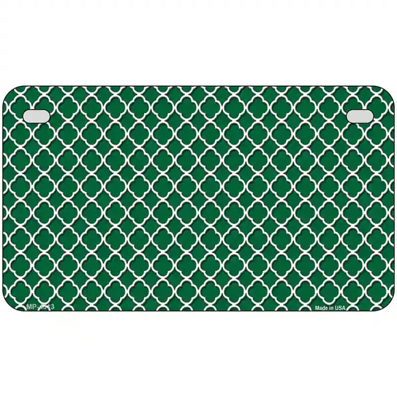 Green White Quatrefoil Metal Novelty License Plate 7" x 4" (MP)