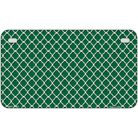 Green White Quatrefoil Metal Novelty License Plate 7" x 4" (MP)