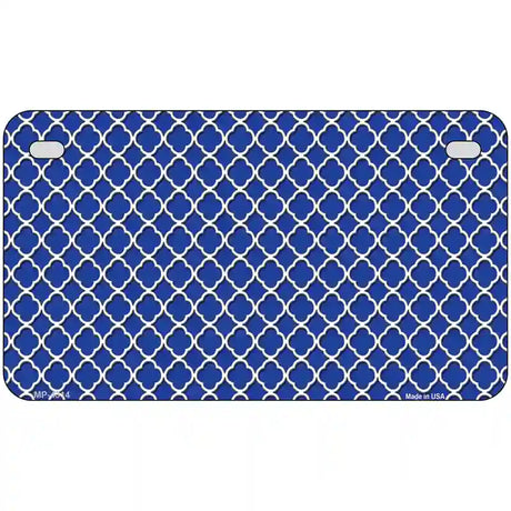 Blue White Quatrefoil Metal Novelty License Plate 7" x 4" (MP)