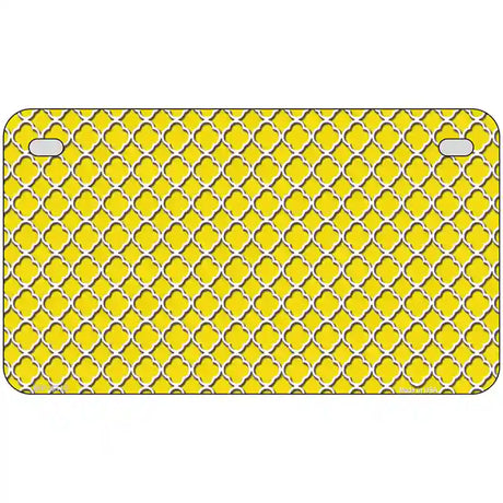 Yellow White Quatrefoil Metal Novelty License Plate 7" x 4" (MP)