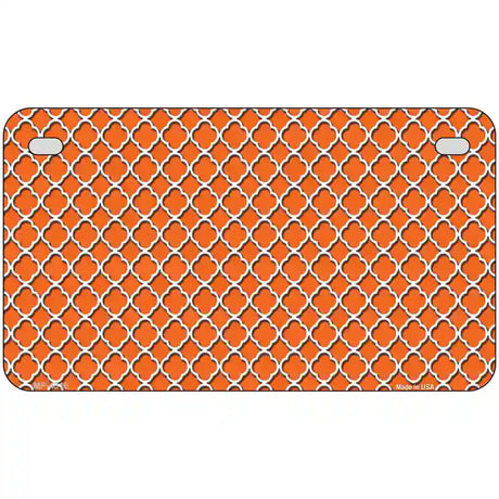 Orange White Quatrefoil Metal Novelty License Plate 7" x 4" (MP)