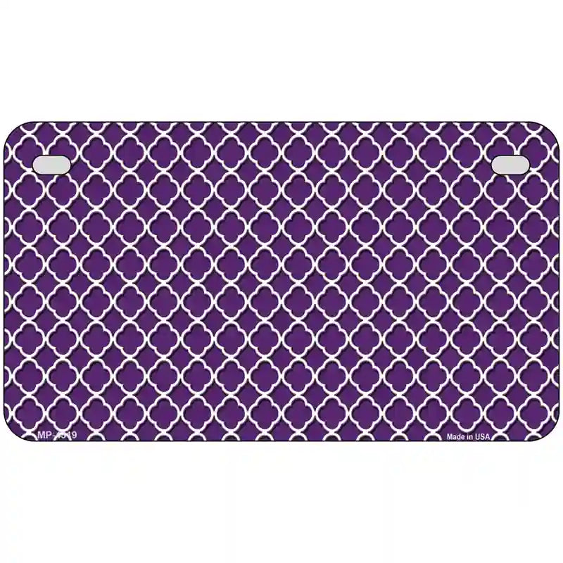 Purple White Quatrefoil Metal Novelty License Plate 7" x 4" (MP)