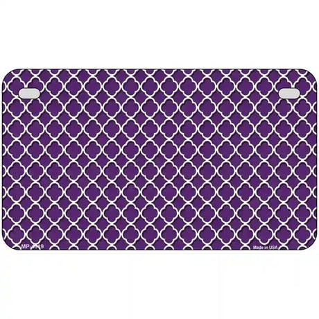 Purple White Quatrefoil Metal Novelty License Plate 7" x 4" (MP)