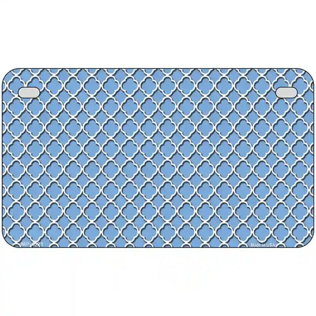 Light Blue White Quatrefoil Metal Novelty License Plate 7" x 4" (MP)