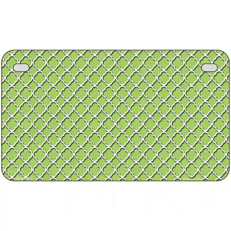 Lime Green White Quatrefoil Metal Novelty License Plate 7" x 4" (MP)