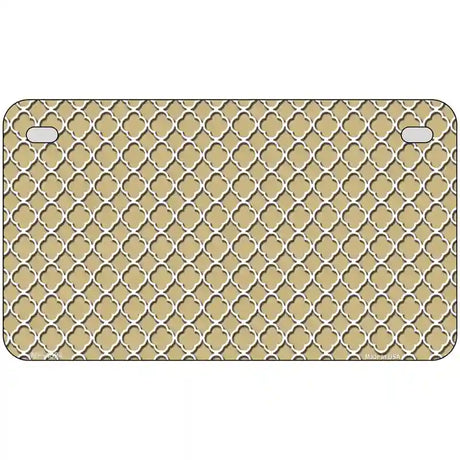 Gold White Quatrefoil Metal Novelty License Plate 7" x 4" (MP)