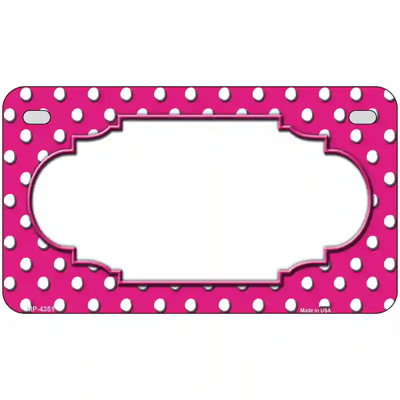 Scallop Pink White Polka Dot Metal Novelty License Plate 7" x 4" (MP)