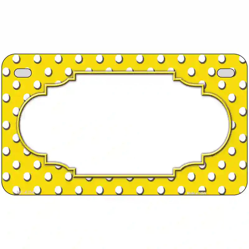 Scallop Yellow White Polka Dot Metal Novelty License Plate 7" x 4" (MP)