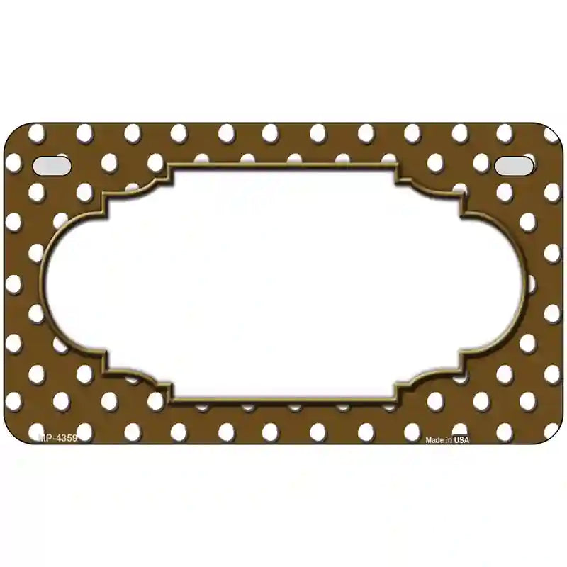 Scallop Brown White Polka Dot Metal Novelty License Plate 7" x 4" (MP)