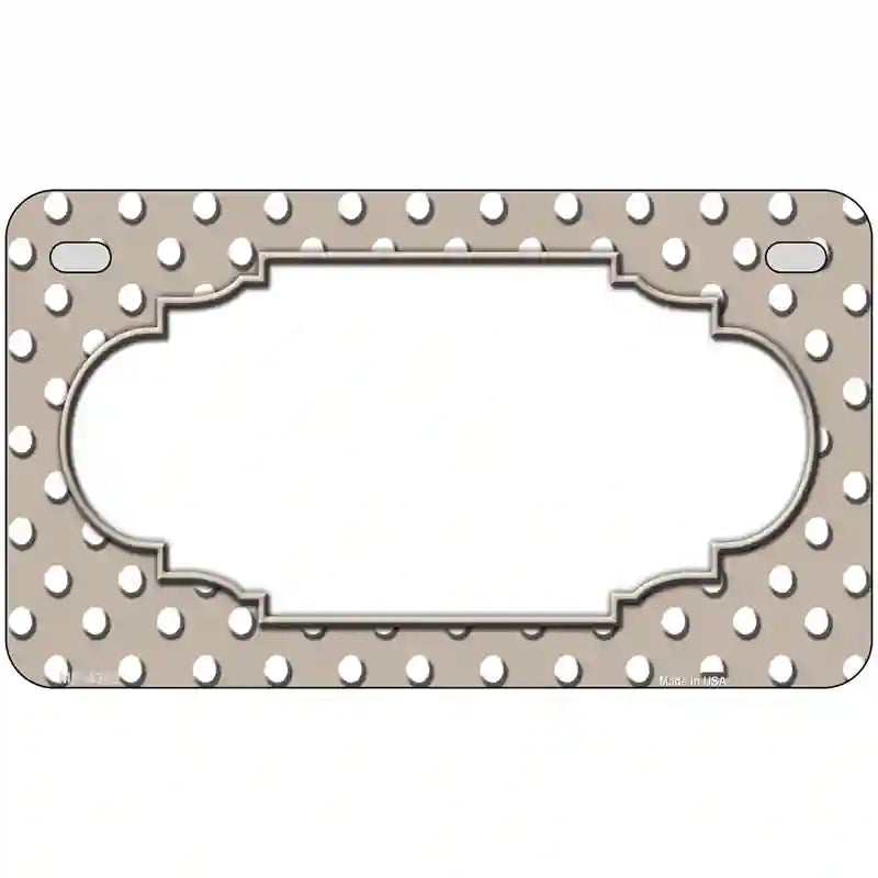 Scallop Tan White Polka Dot Metal Novelty License Plate 7" x 4" (MP)