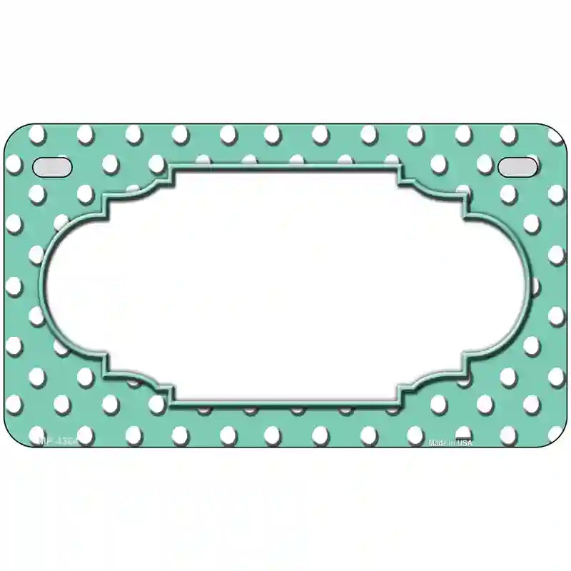 Scallop Mint White Polka Dot Metal Novelty License Plate 7" x 4" (MP)