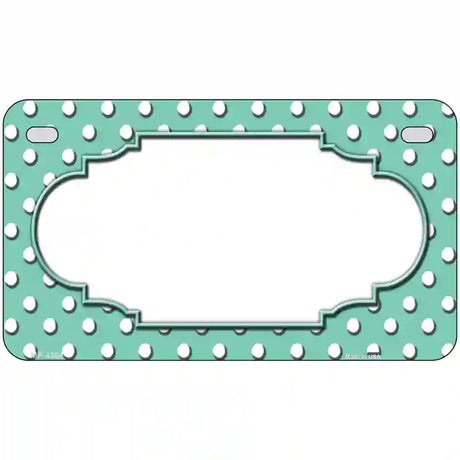 Scallop Mint White Polka Dot Metal Novelty License Plate 7" x 4" (MP)