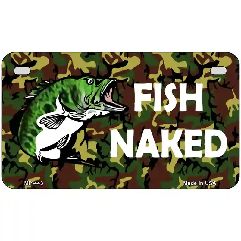 Fish Naked Metal Novelty License Plate 7" x 4" (MP)