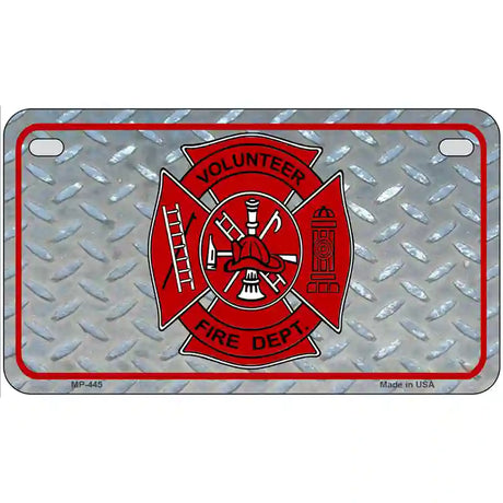 Volunteer Fire Dept Metal Novelty License Plate 7" x 4" (MP)