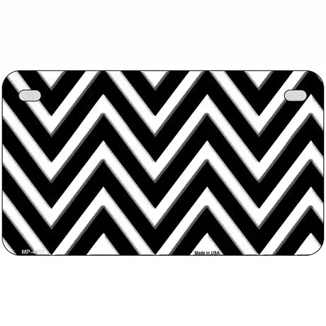 Black White Chevron Metal Novelty License Plate LP-4467 7" x 4" (MP)