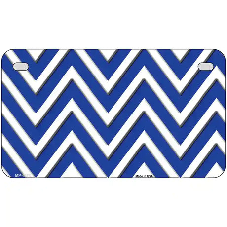 Blue White Chevron Metal Novelty License Plate LP-4470 7" x 4" (MP)