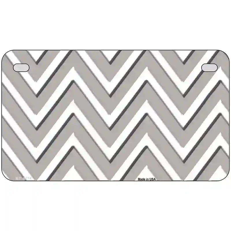 Grey White Chevron Metal Novelty License Plate LP-4474 7" x 4" (MP)