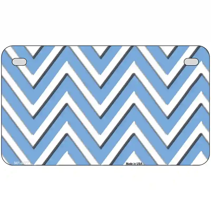 Light Blue White Chevron Metal Novelty License Plate LP-4477 7" x 4" (MP)