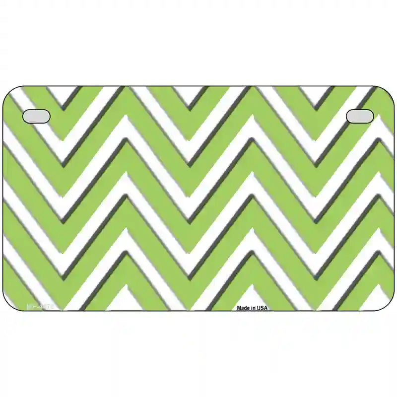 Lime Green White Chevron Metal Novelty License Plate LP-4478 7" x 4" (MP)