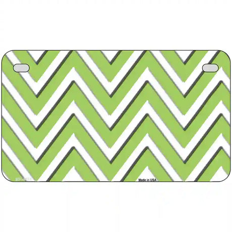 Lime Green White Chevron Metal Novelty License Plate LP-4478 7" x 4" (MP)