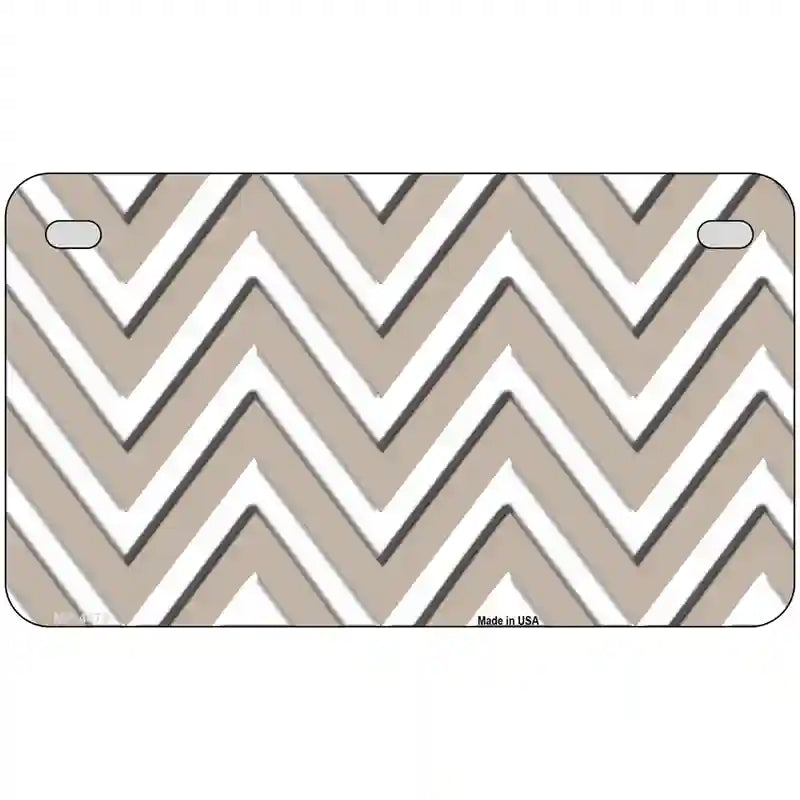 Tan White Chevron Metal Novelty License Plate LP-4479 7" x 4" (MP)