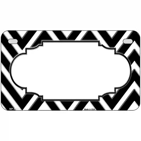 Black White Chevon Center Scallop Metal Novelty License Plate 7" x 4" (MP)