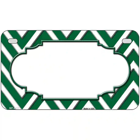 Green White Chevron Center Scallop Metal Novelty License Plate 7" x 4" (MP)