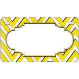 Yellow White Chevron Center Scallop Metal Novelty License Plate 7" x 4" (MP)