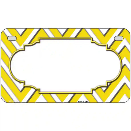 Yellow White Chevron Center Scallop Metal Novelty License Plate 7" x 4" (MP)