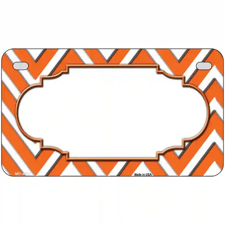 Orange White Chevron Center Scallop Metal Novelty License Plate 7" x 4" (MP)