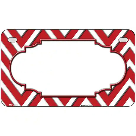 Red White Chevron Center Scallop Metal Novelty License Plate 7" x 4" (MP)