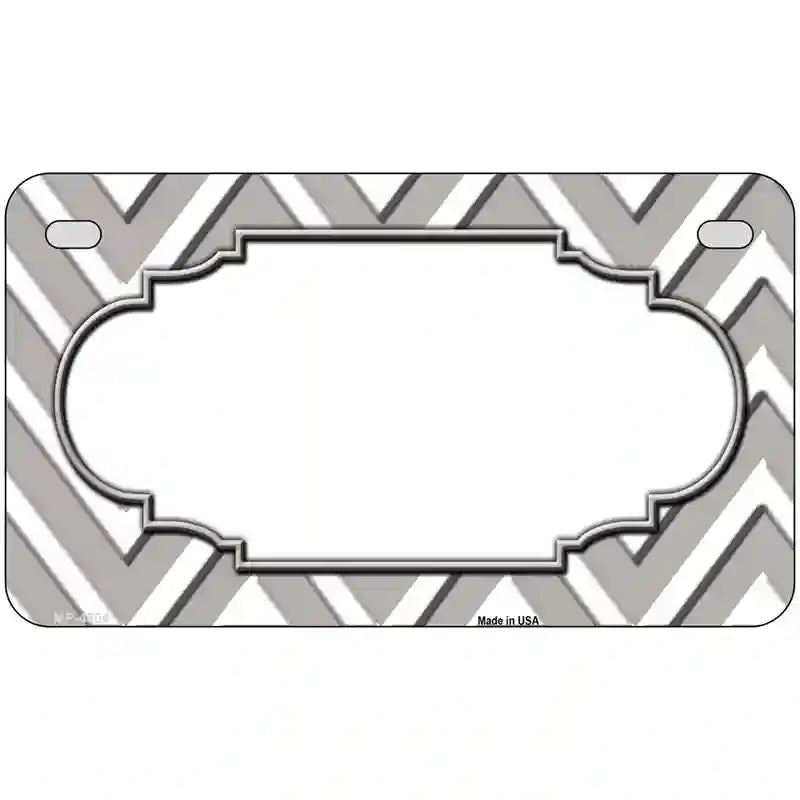 Grey White Chevron Center Scallop Metal Novelty License Plate 7" x 4" (MP)