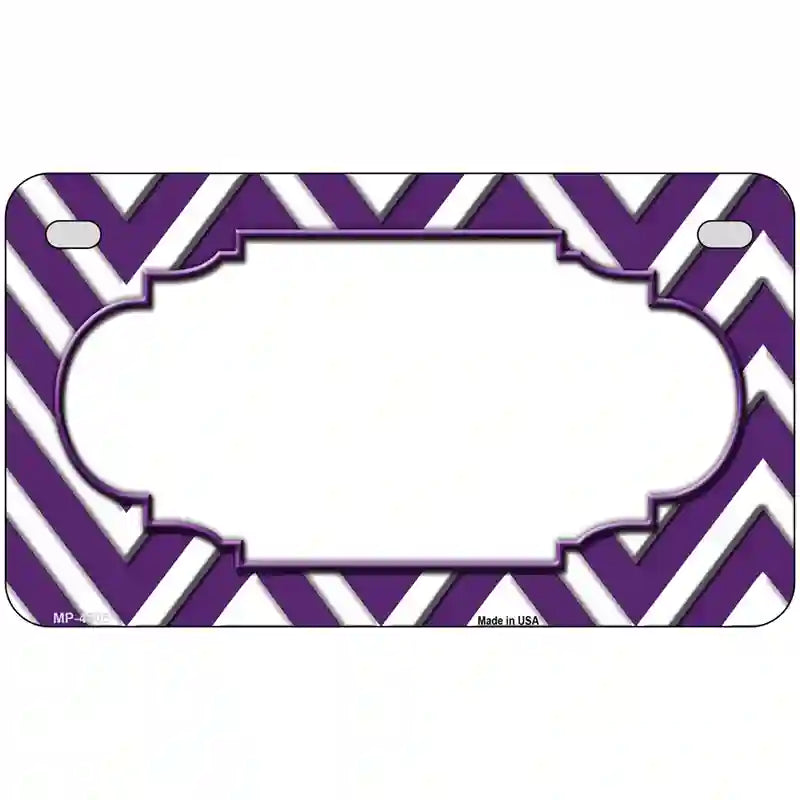 Purple White Chevron Center Scallop Metal Novelty License Plate 7" x 4" (MP)