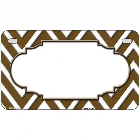 Brown White Chevron Center Scallop Metal Novelty License Plate 7" x 4" (MP)