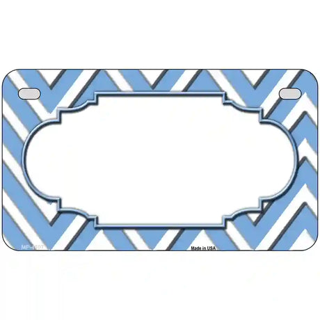 Light Blue White Chevron Center Scallop Metal Novelty License Plate 7" x 4" (MP)