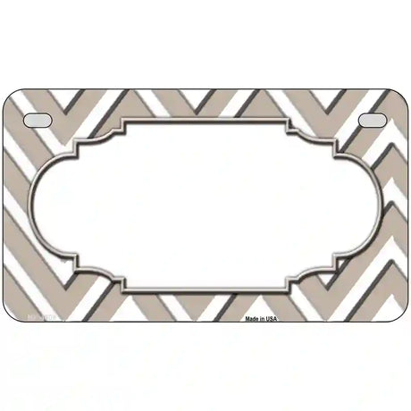 Tan White Chevron Center Scallop Metal Novelty License Plate 7" x 4" (MP)