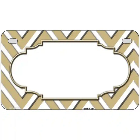 Gold White Chevron Center Scallop Metal Novelty License Plate 7" x 4" (MP)