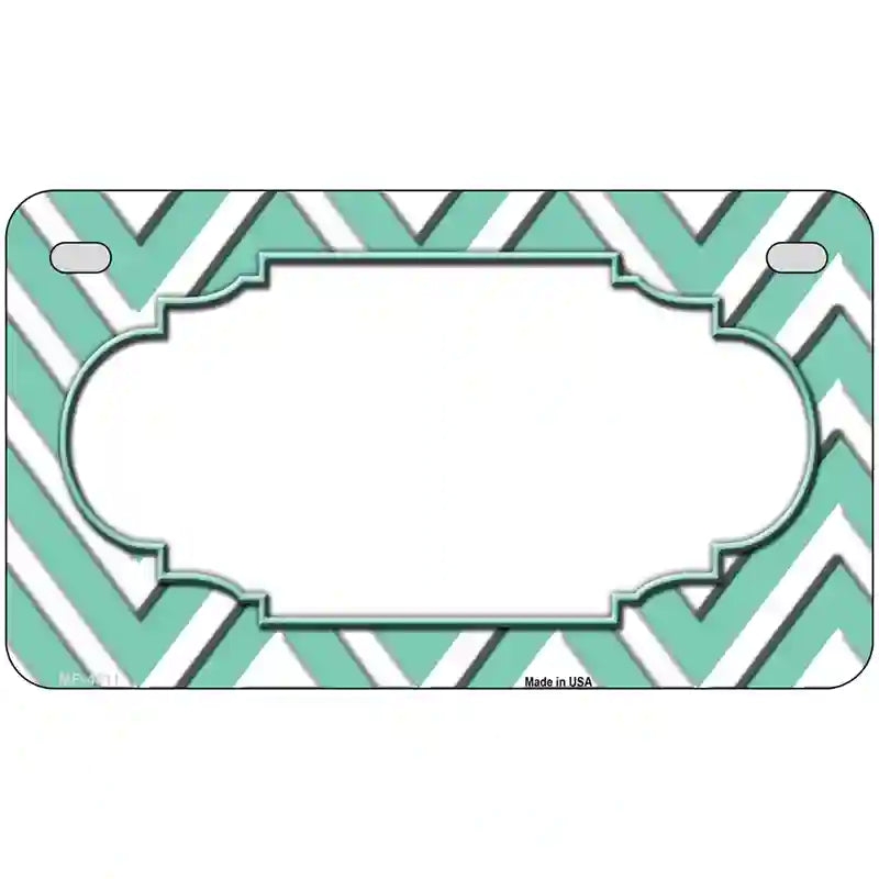 Mint White Chevron Center Scallop Metal Novelty License Plate 7" x 4" (MP)