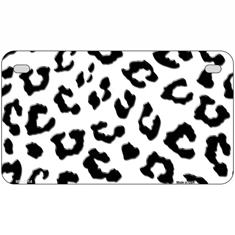 White Black Cheetah Metal Novelty License Plate 7" x 4" (MP)