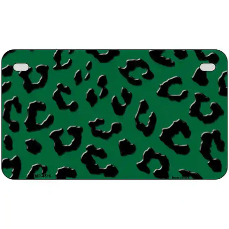 Green Black Cheetah Metal Novelty License Plate 7" x 4" (MP)