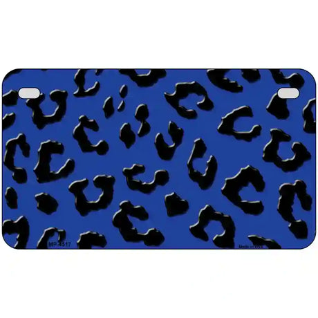 Blue Black Cheetah Metal Novelty License Plate 7" x 4" (MP)