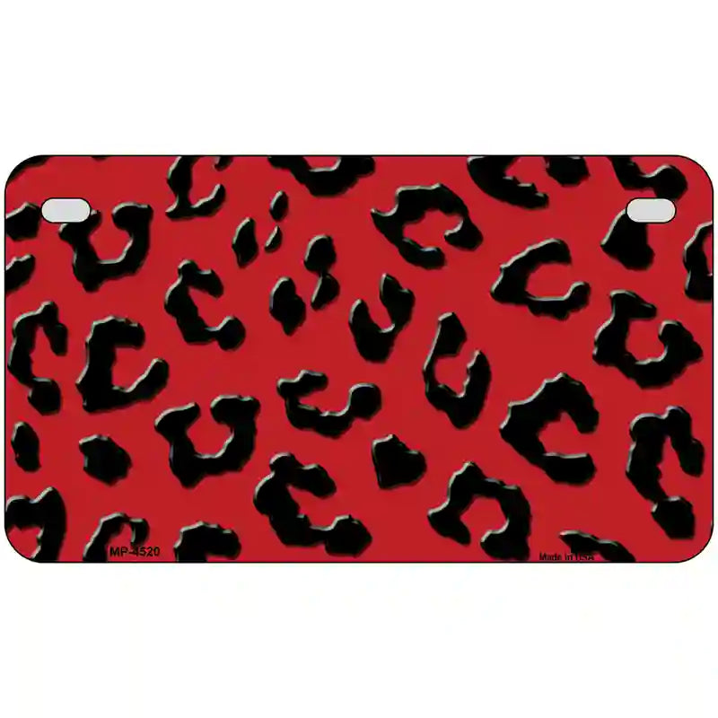 Red Black Cheetah Metal Novelty License Plate 7" x 4" (MP)