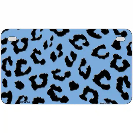 Light Blue Black Cheetah Metal Novelty License Plate 7" x 4" (MP)