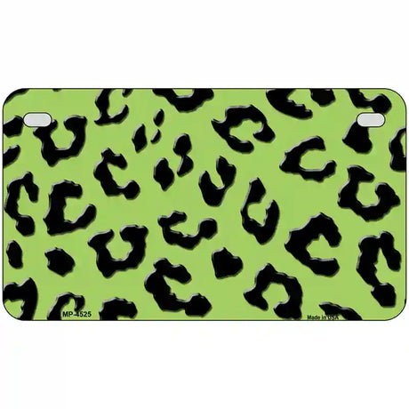 Lime Green Black Cheetah Metal Novelty License Plate 7" x 4" (MP)