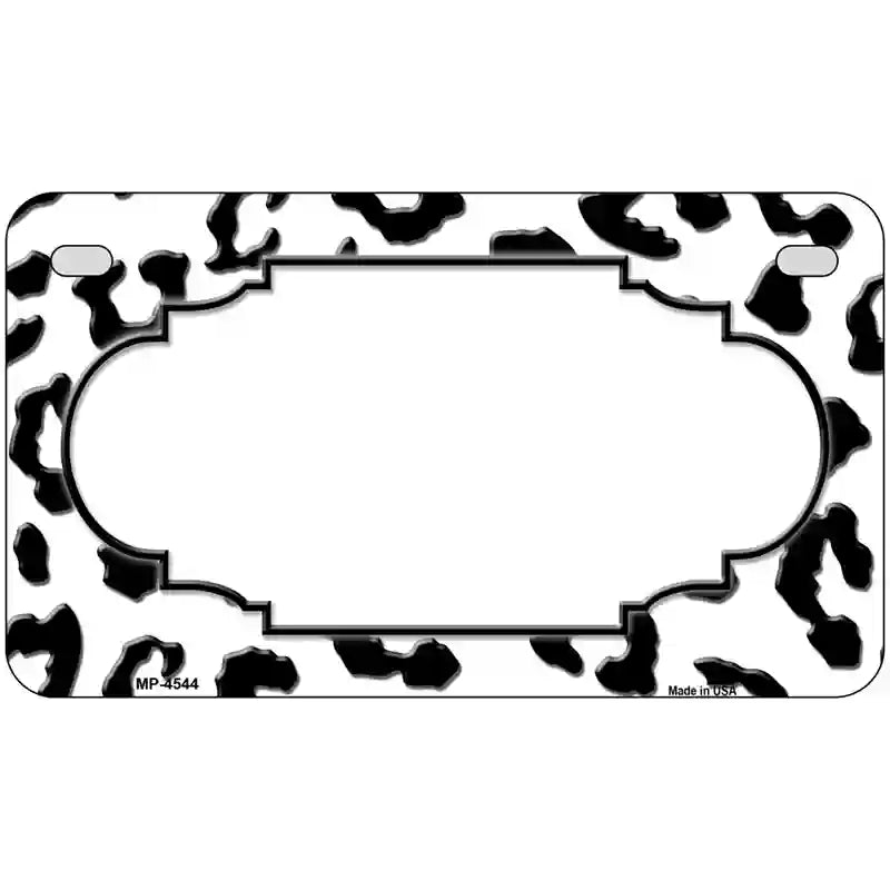 White Black Cheetah Scallop Metal Novelty License Plate 7" x 4" (MP)