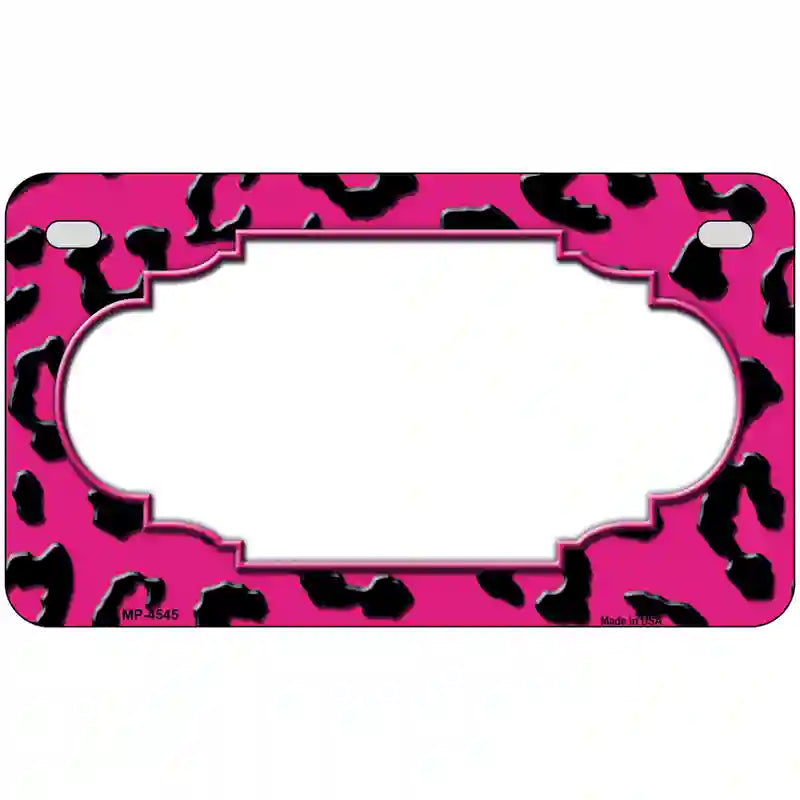 Pink Black Cheetah Scallop Metal Novelty License Plate 7" x 4" (MP)